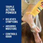An infographic highlighting the Triple Action Powder used by Desenex.
